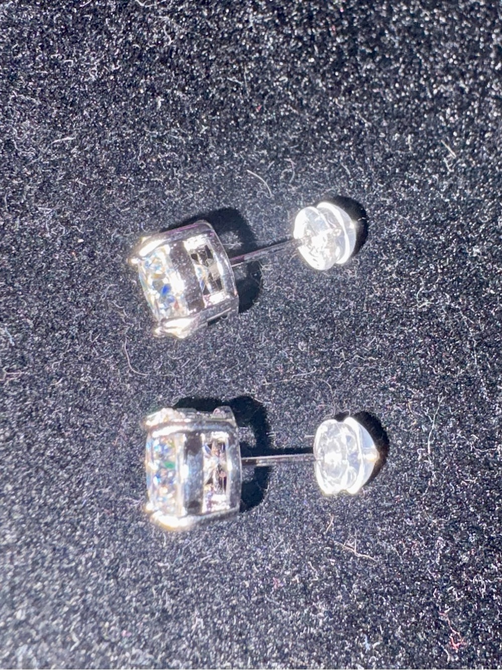 Moissanite and Silver Stud Earrings - Classic Sparkle - Picture 3 of 3